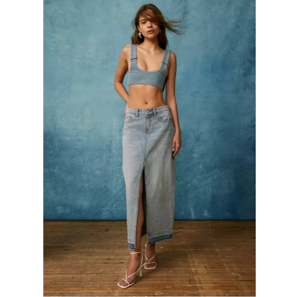 BDG Mandi A-Line Denim Maxi Skirt in Light Blue - Picture 5 of 10